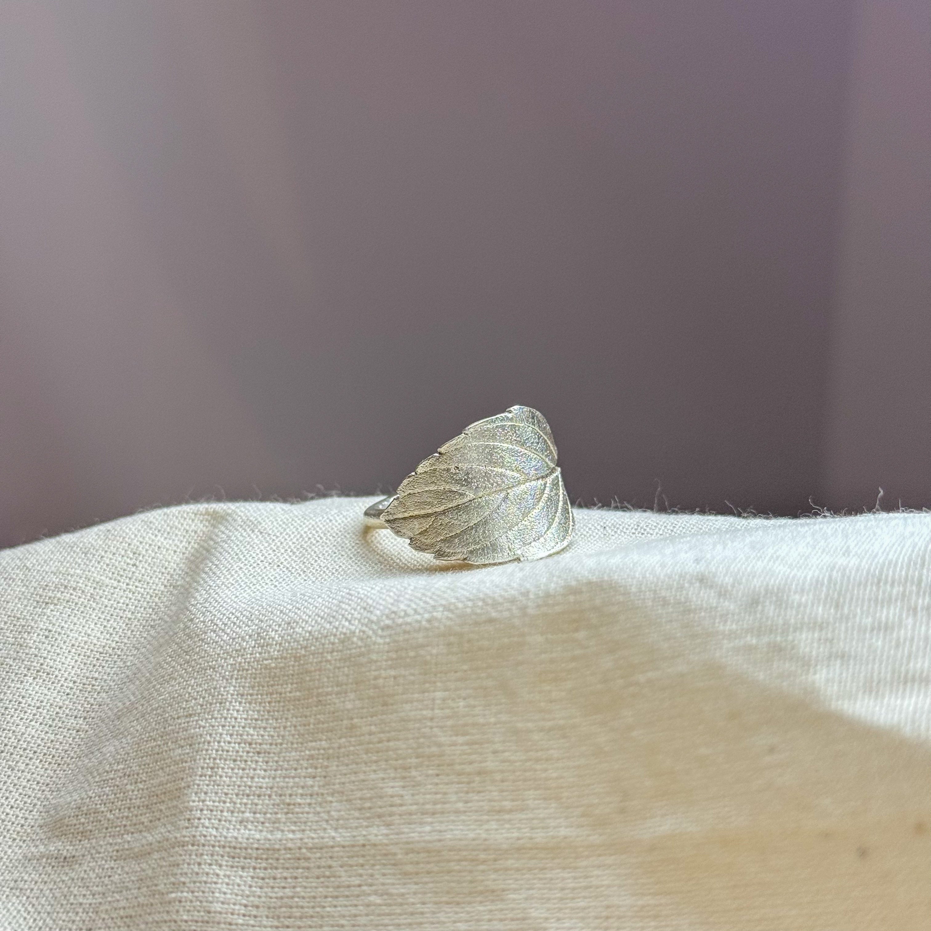 Pure Silver 999 Lemon Balm Leaf Ring